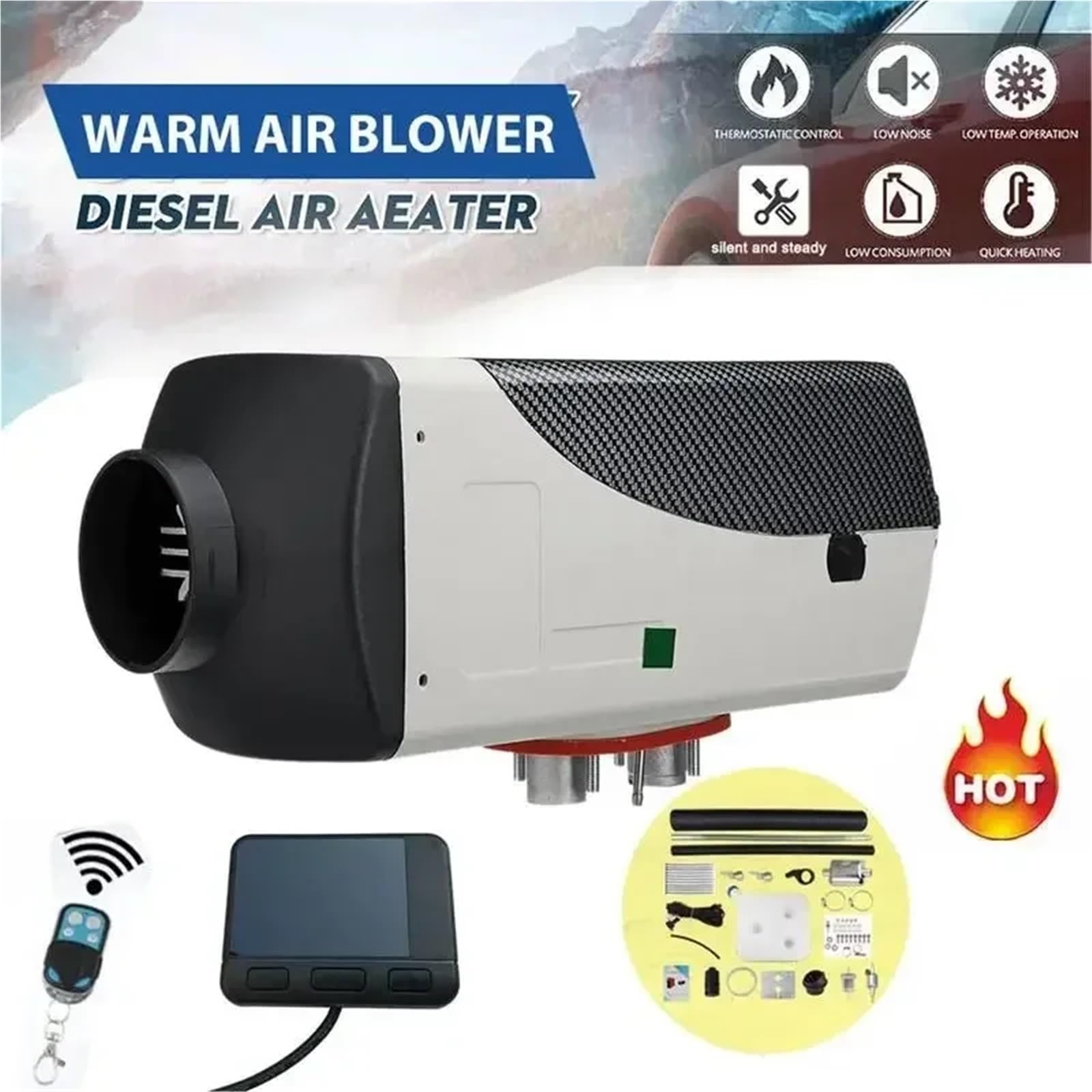 Przenośny Grzejnik Diesla 5 KW/8 KW 12 V/24 V Ogrzewanie Postojowe Samochodowe, Na Olej Napędowy, Opałowy(24V 8KW B)