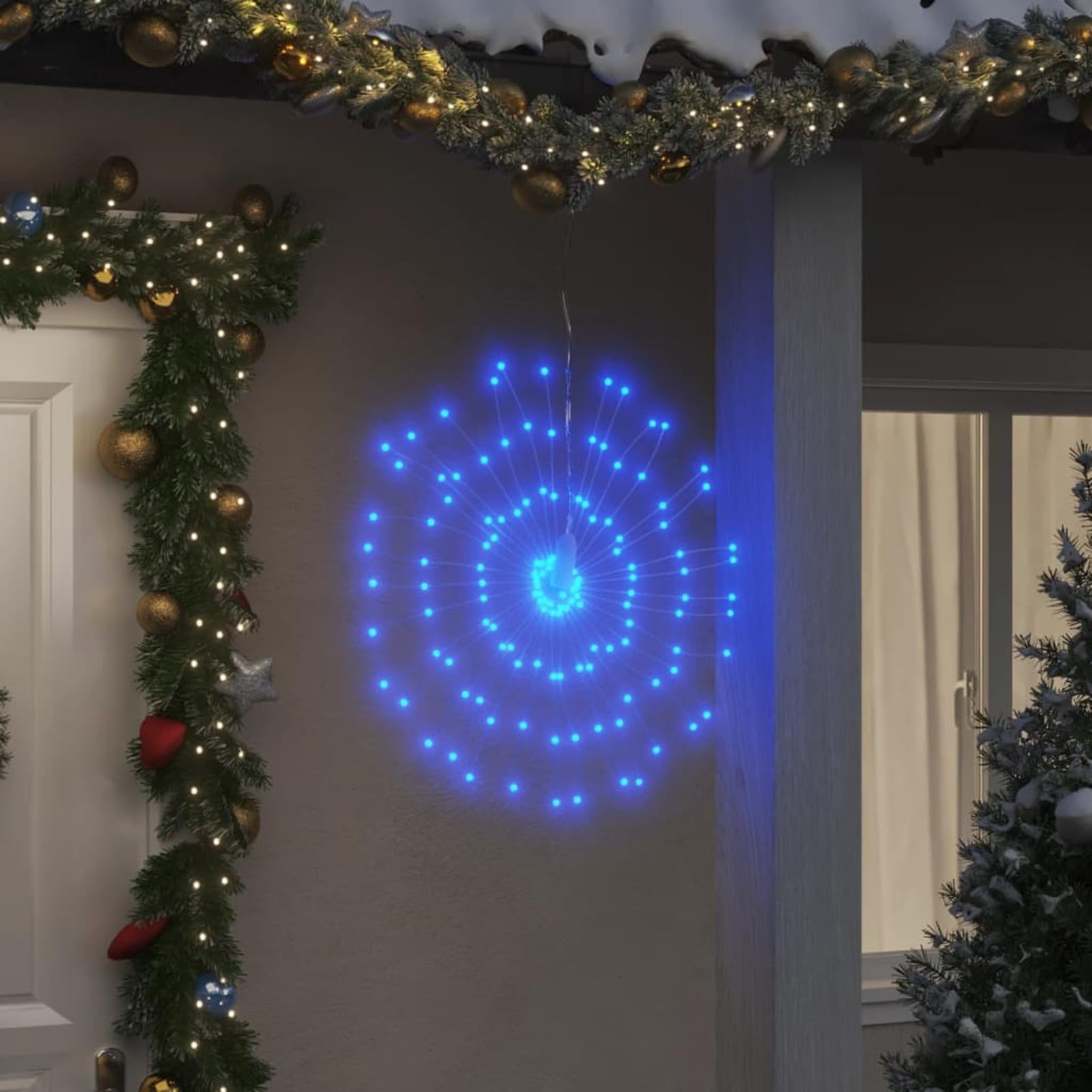 Homgoday Dekoracje świąteczne, dekoracje świąteczne, dekoracje świąteczne na zewnątrz, świąteczne oświetlenie galaktyki 140 diod LED 8 szt. niebieski 17 cm