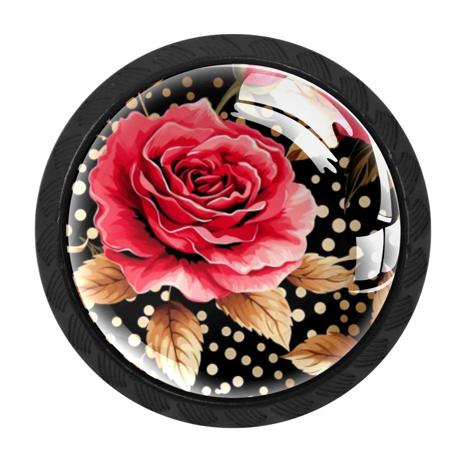 CHENZZZZ 4 Pack Cabinet Handles Black Rose Leopard Cabinet Knobs Draw