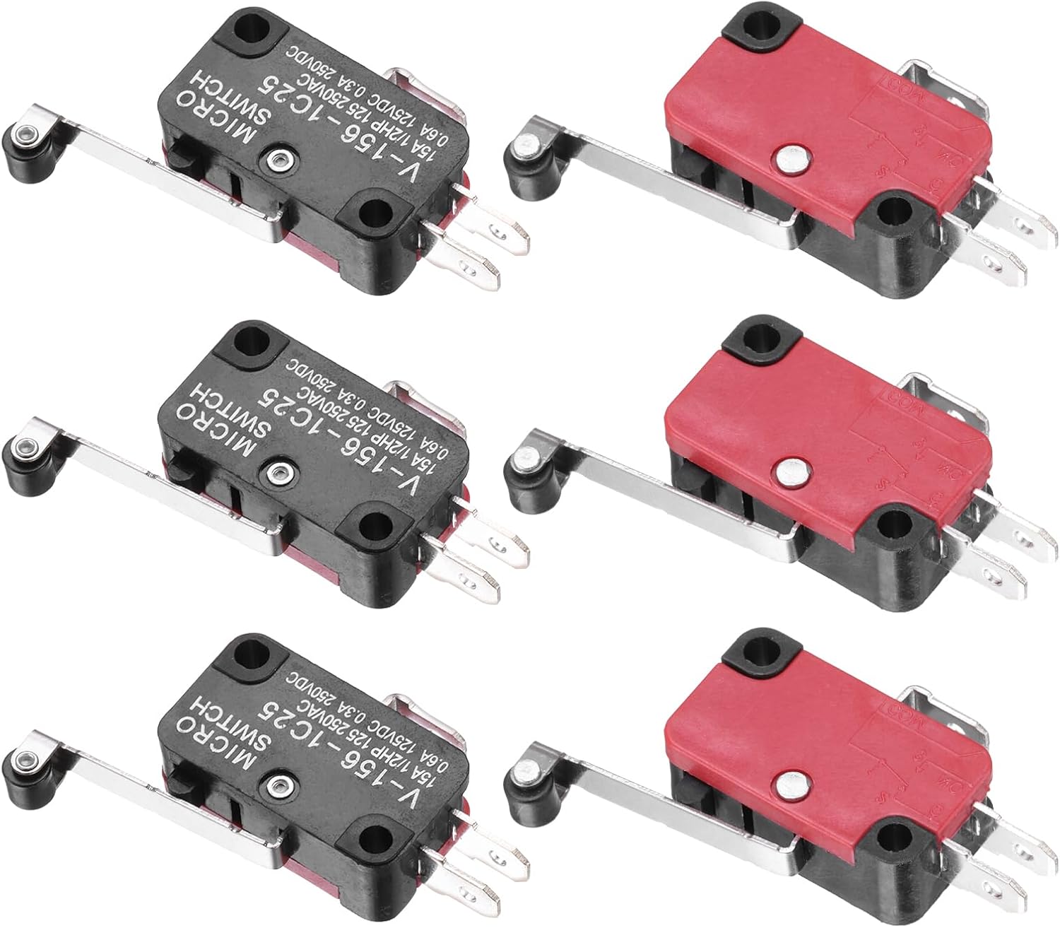uxcell 6Pcs V-156-1C25 1NO + 1NC Micro Limit Switch 15A 125/250VAC Waterproof Miniature Micro Switches for Precision Components
