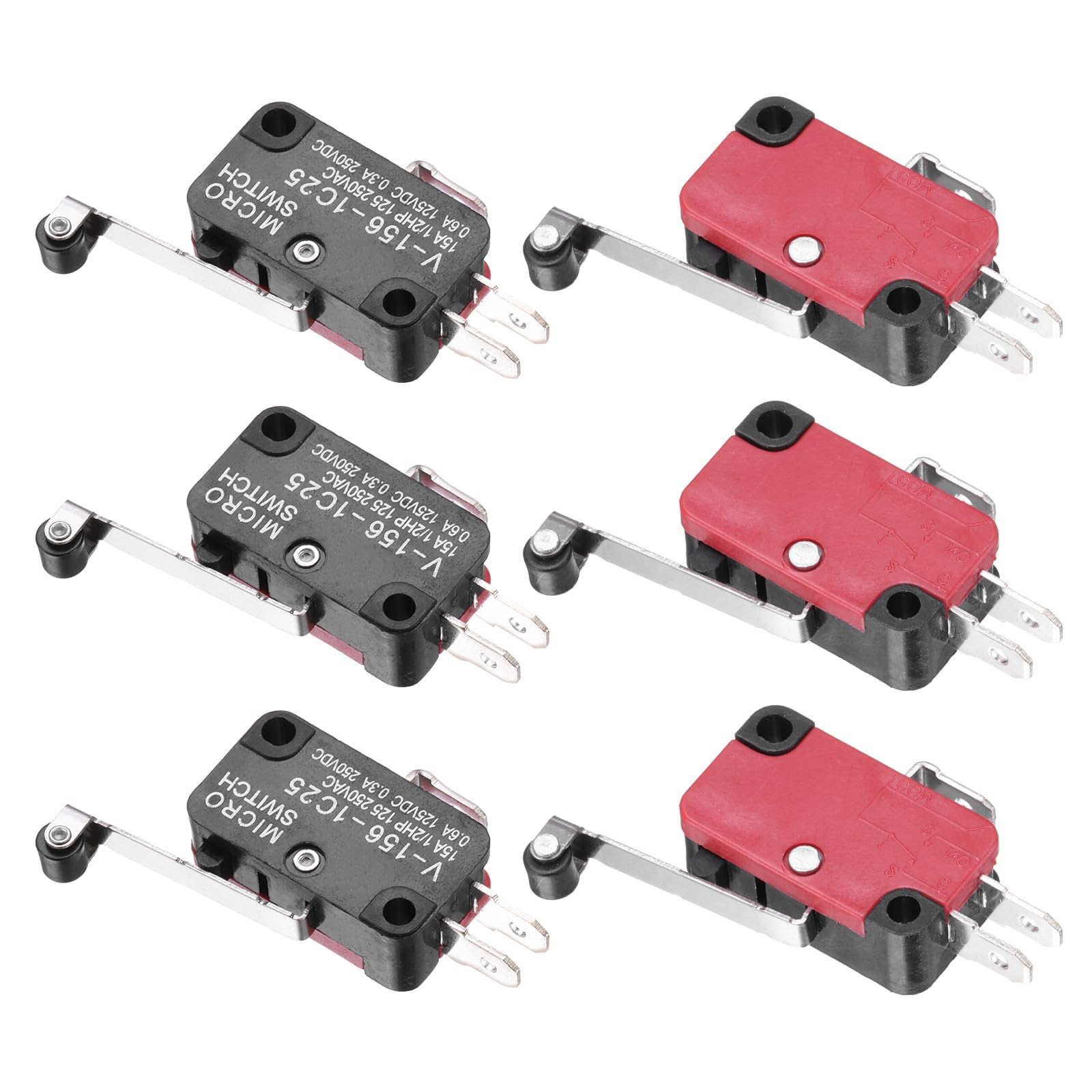 Diagram showing dimensions and contact types of the V-156-1C25 micro limit switch