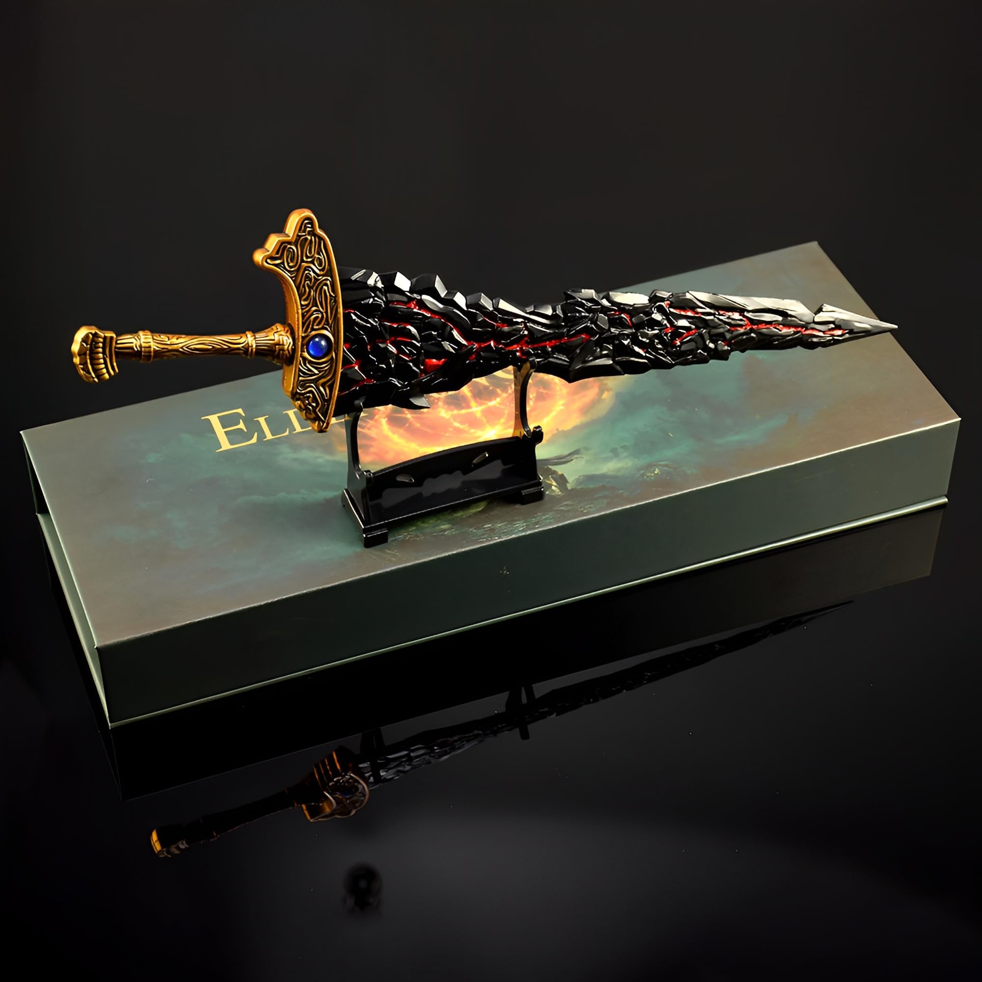 Modelo de exposición, Espada Negra de Maliketh, Modelo Totalmente metálico, Embalaje 30 cm/11,8 Pulgadas, colección for Amantes los Videojuegos