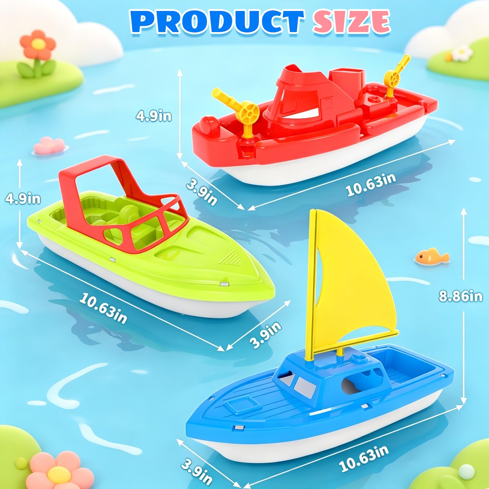 Toddler Boat Fleet - Water Toys for Bath & Pool -6