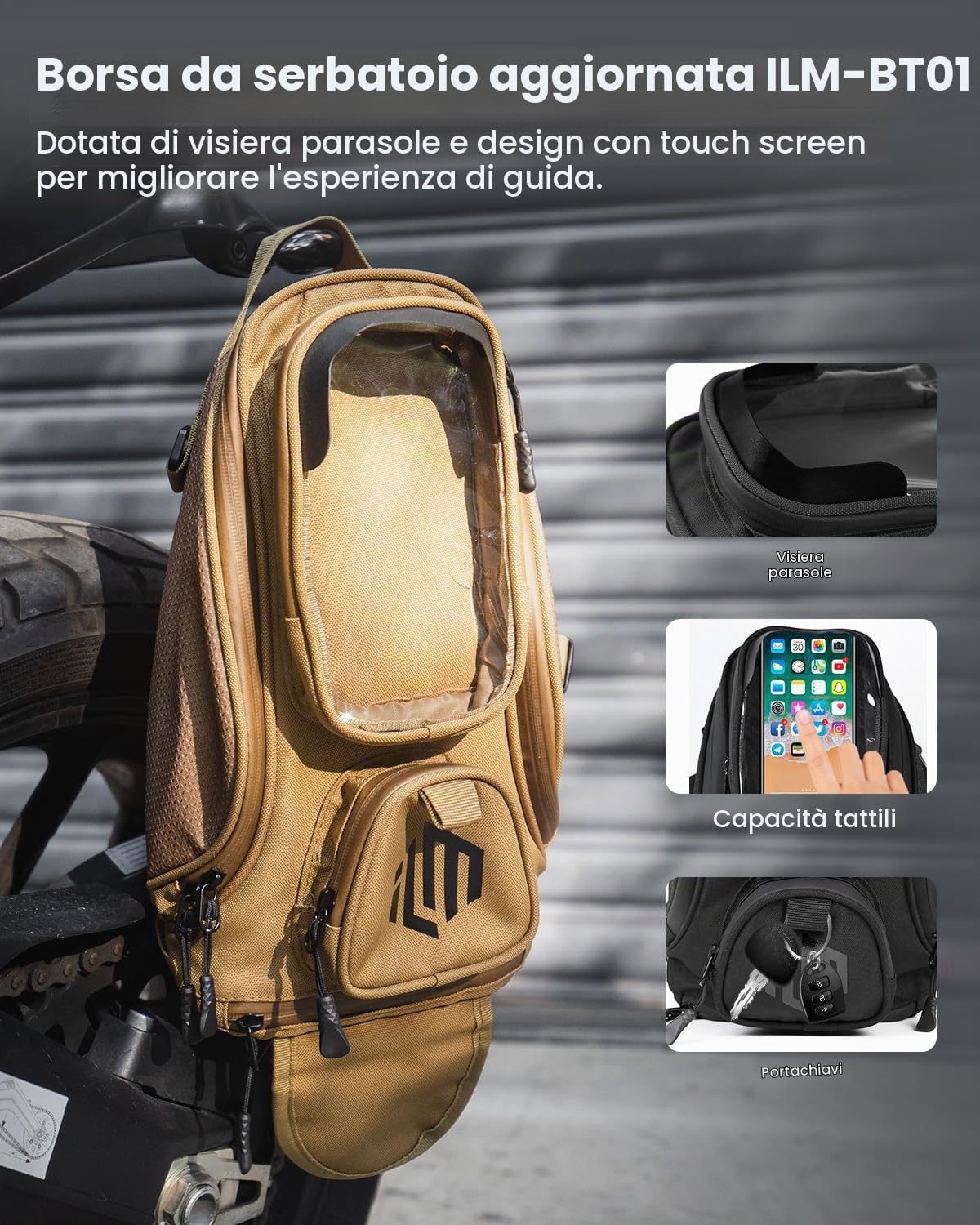 ILM Motociclo Borse Serbatoio-Oxford Saddle Marrone Borsa Per Motocicletta con Borsa Magnetica Forte
