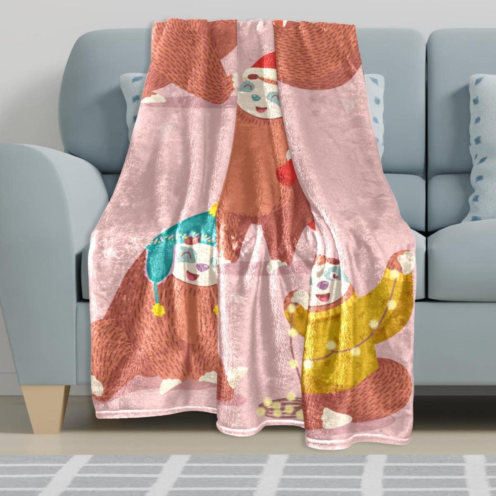 POLERO Ultraweiche Faultier-Fleecedecke 'Just A Girl Who Loves Faultier' – Kuschelig & Warm Für Sofa & Bett (129,5 X 150 Cm)