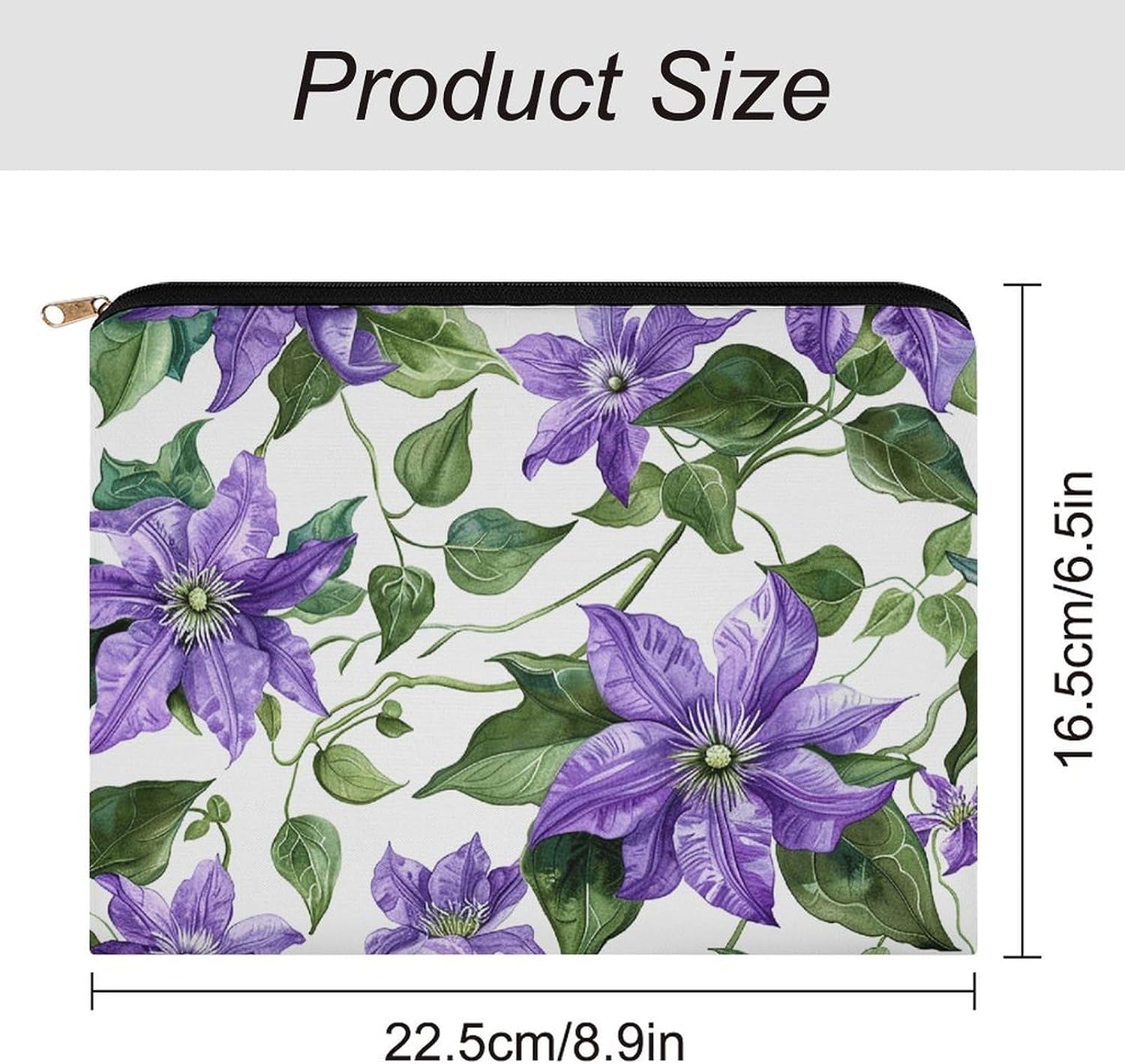 Purple Flowers Makeup Bag Small Cosmetic Pouch with Zipper image 2