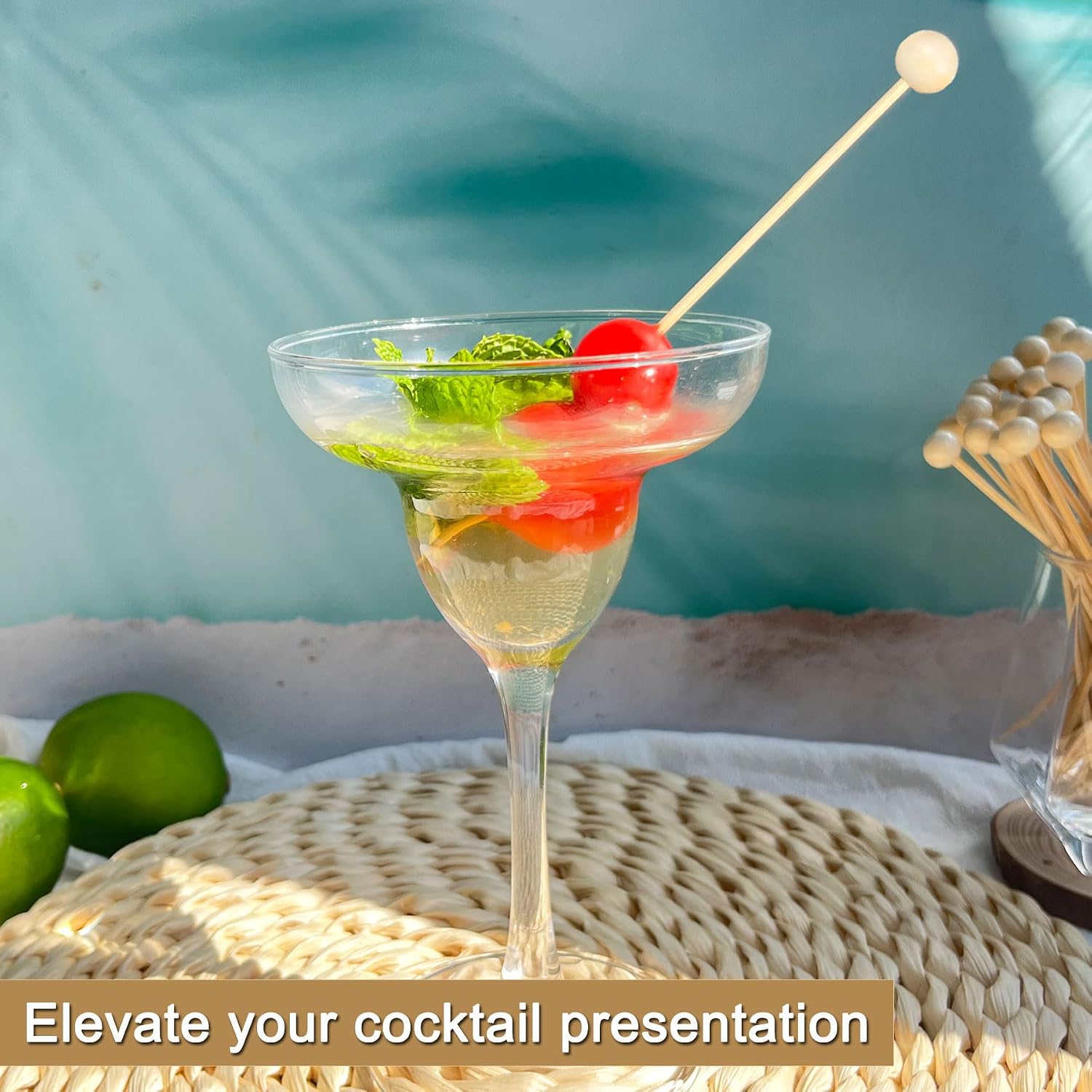 200PCS 4.7 Inch Wooden Ball Cocktail Picks, Fancy Toothpicks for Appetizers