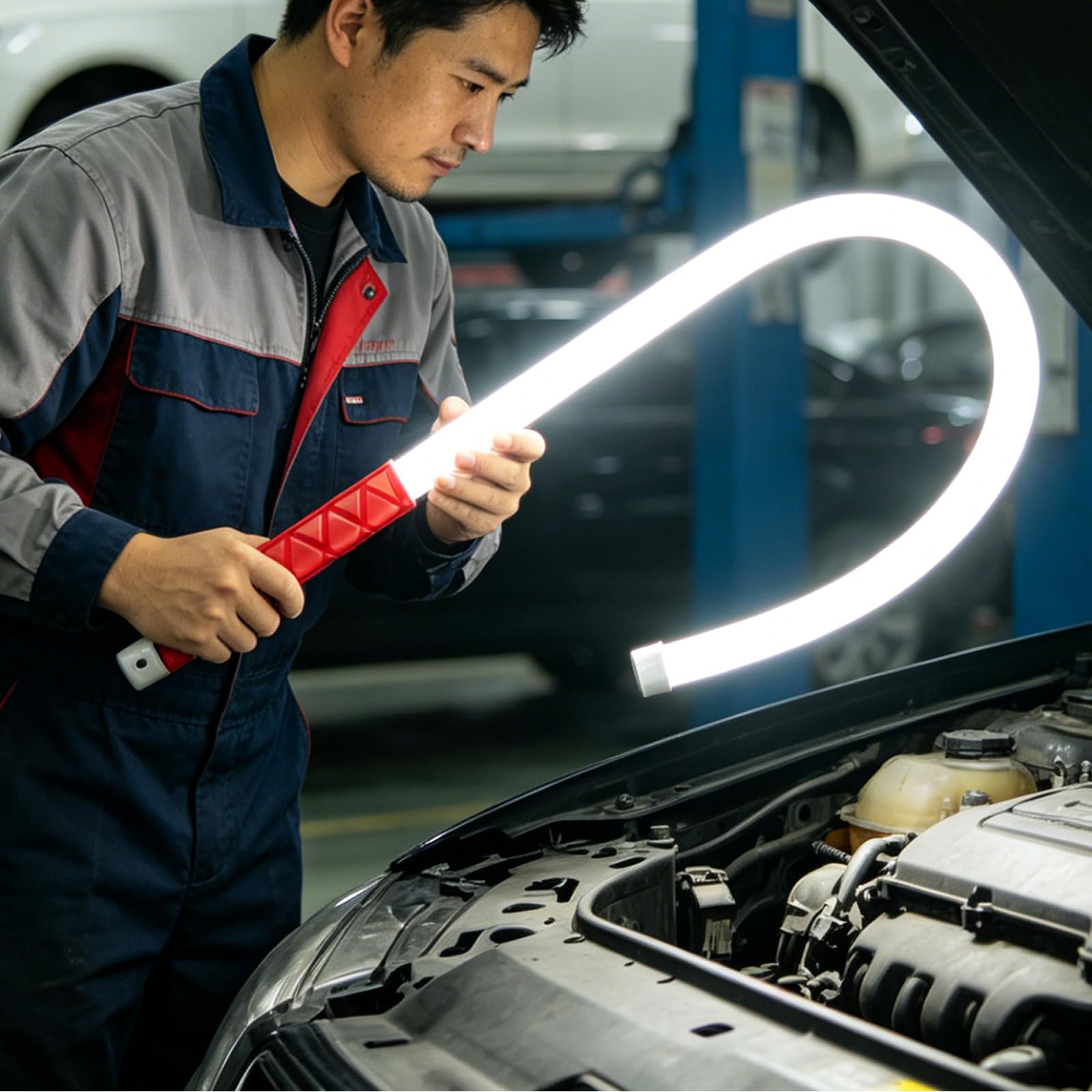 Luz de trabajo LED flexible recargable por USB tipo C, lámpara de mano flexible de 1 metro para iluminación de reparación, inspección cercana y espacios reducidos, lámpara de inspección flexible de