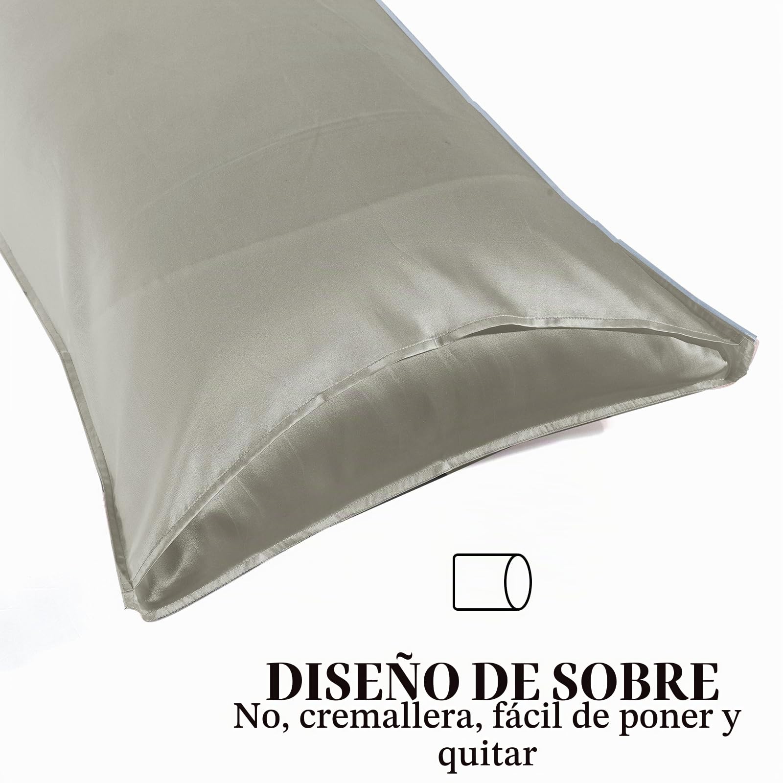 Fundas de Almohada de Seda 100% Morera Natural 20 Momme, Suaves y Cuidado de la Cabello Funda de Almohada de Seda 2 Piezas Verde pálido (50 * 75cm)