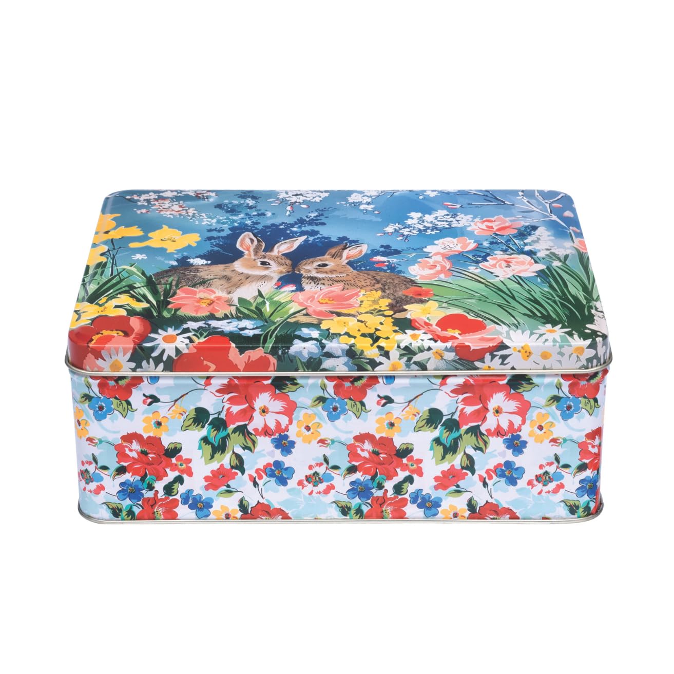 Elite tins Vintage Spring Bunny Design Rectangular Easter Storage Tin