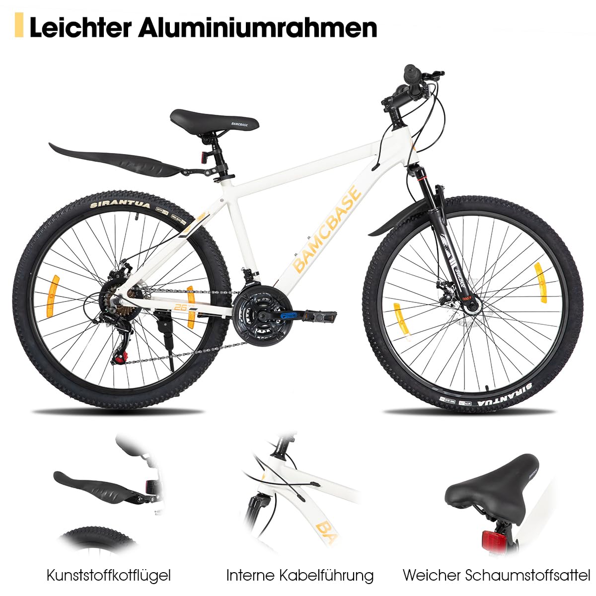 Hiland 26 - Bicicleta de montaña de 27,5 pulgadas, para hombre y mujer, con marco de aluminio, 21 velocidades, con freno de disco, color negro, azul, verde, morado y blanco