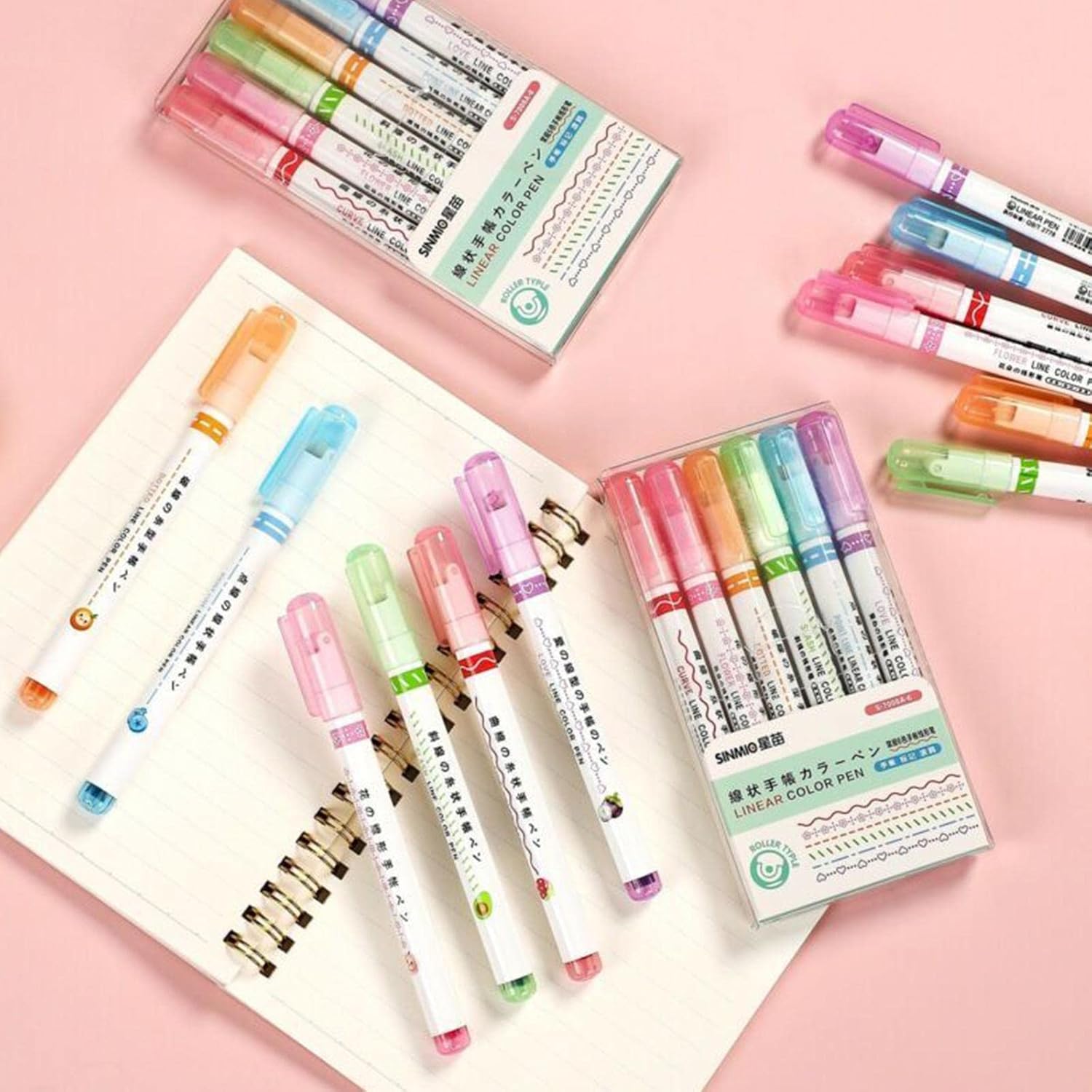 Buy Curve Highlighter Pen Set, 6 PCS Different Curve Shapes,Linear