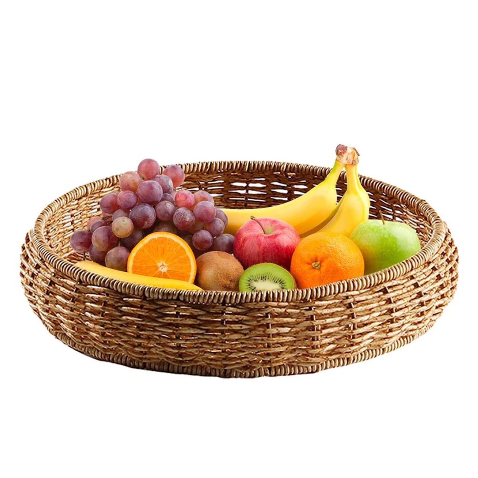 Tkane ręcznie robione kosze upominkowe, Taca do serwowania Wiklinowy koszyk do serwowania chleba, owoców, warzyw, restauracji(Large)