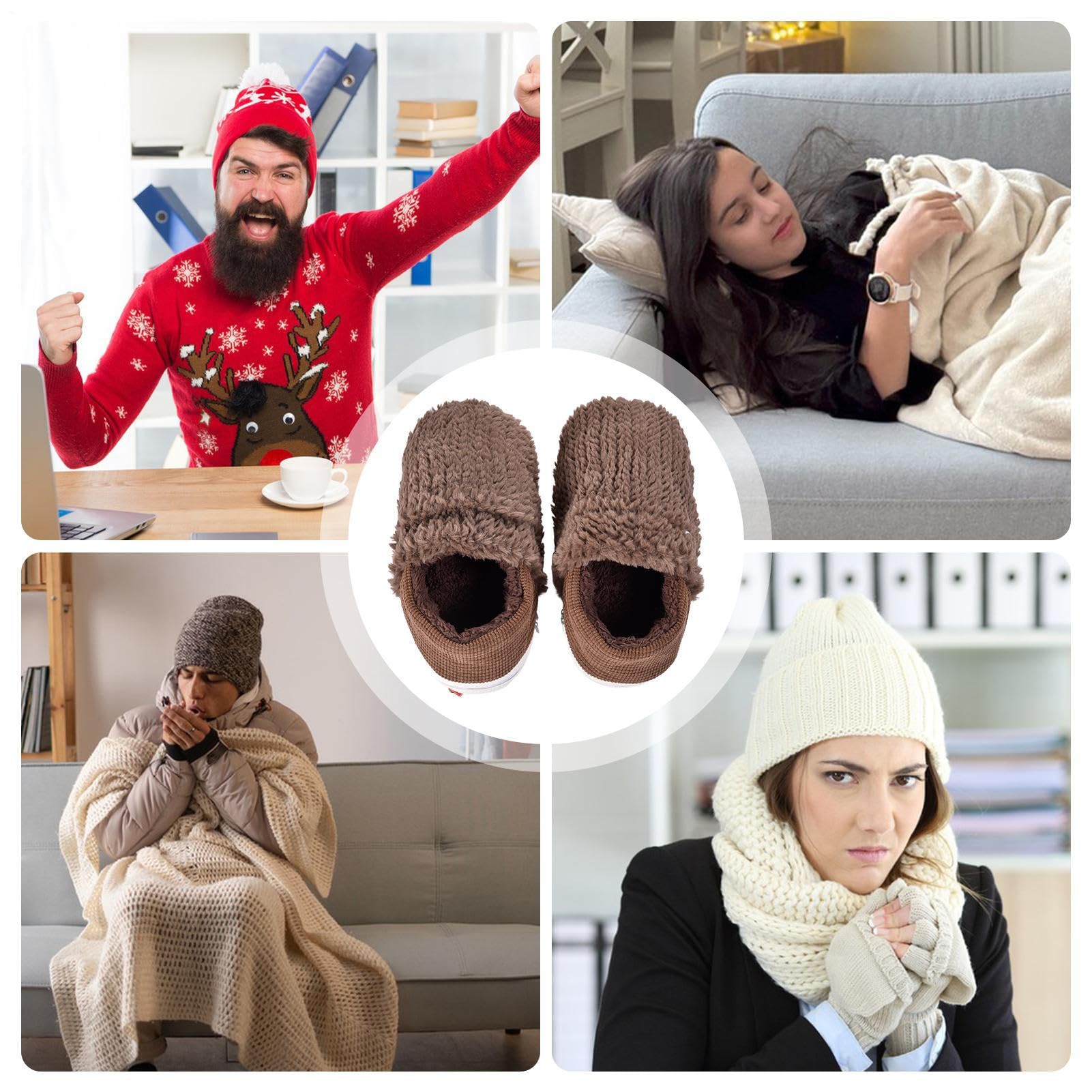 Pantofole Riscaldate da Casa Riscaldatore Portatile Lavabile Morbido | Pantofole Elettriche Riscaldate Invernali in Peluche per Interni Casa Ufficio Lavoro Guardare TV Leggere Viaggio