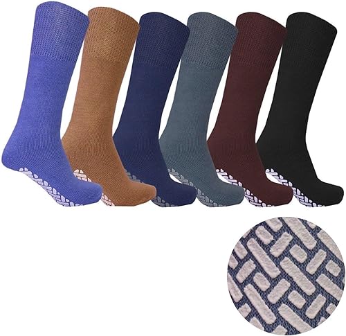 Diamond Star Anti Skid Socks - Non Slip, Non Binding With Grips - Hospital Diabetic Tube Socks For Women