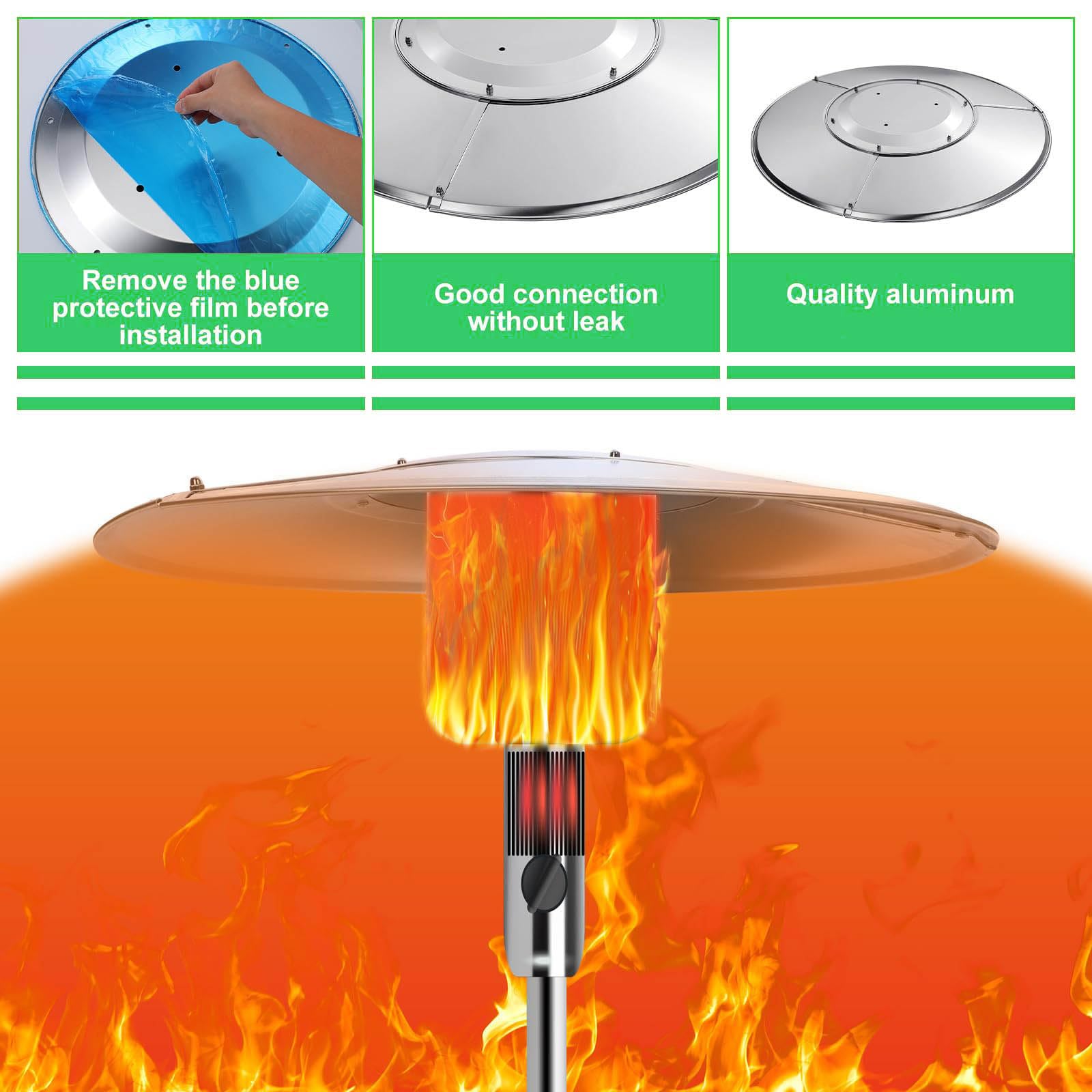 4+1 Tettoie di radiazione di calore per riscaldamento esterno Costruzione in acciaio inossidabile con accessori di montaggio completi Copertura di riscaldamento esterna in acciaio