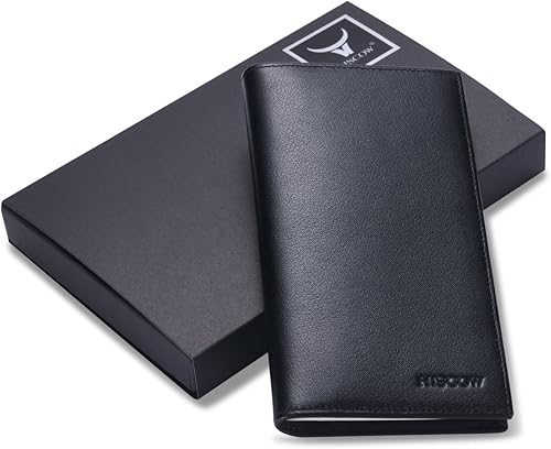 Miniatura 7 de HISCOW Funda de cuero suave para chequera y tarjetero con divisor - Piel de becerro italiana, Negro -, Contemporáneo