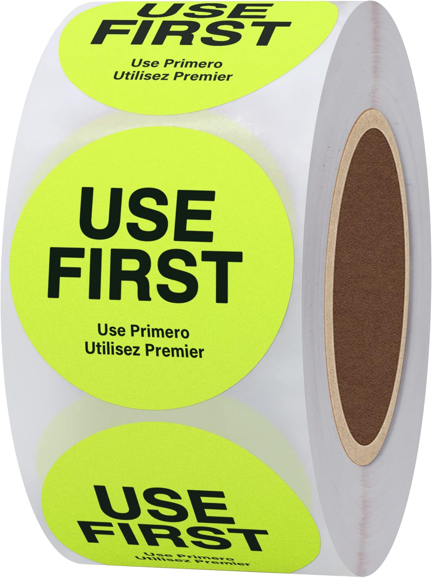 Hybsk Fluorescence"USE First" Stickers Restaurant Food Service FIFO Label 1.5 Inch Total 500 Labels Per Roll (Fluorescence Yellow)