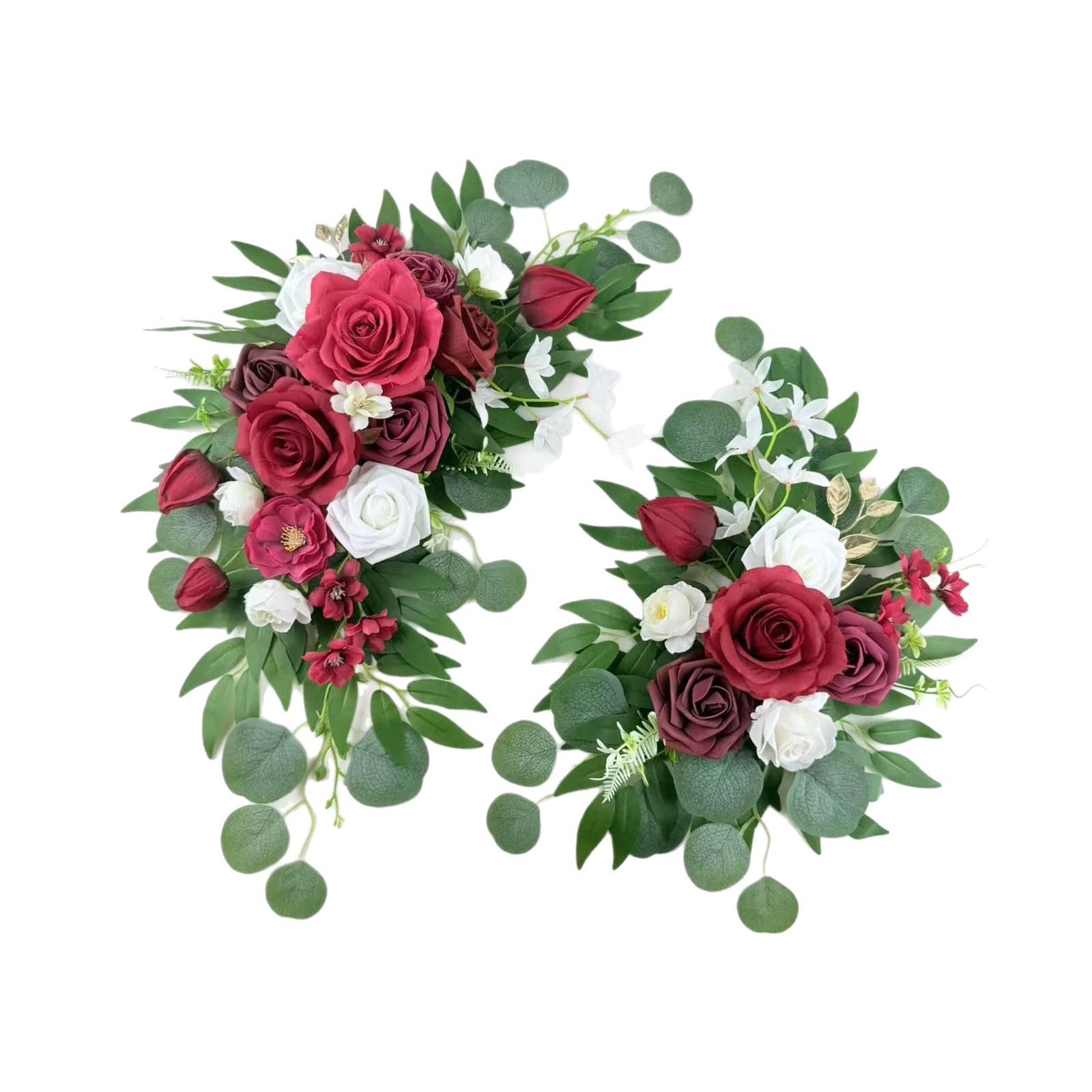 Xjdzineq Realistic Rose Flower Arrangement Artificial Flower for Bridal Showers Wedding Reception Chair Back Decoration Outdoor Party Flowers