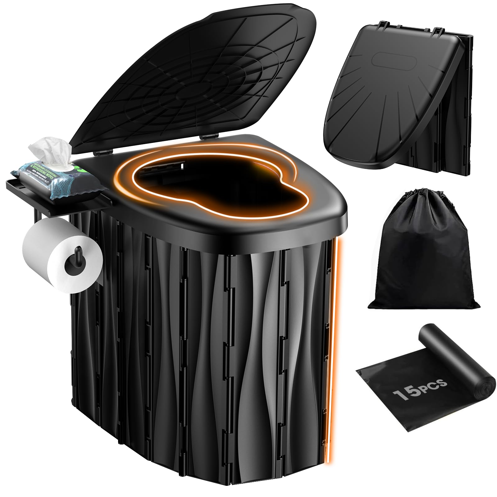 Toilette Portable XL Upgrade Pour Adultes - Camping, Voyage, Inondation - Grande Capacité 6 Gal