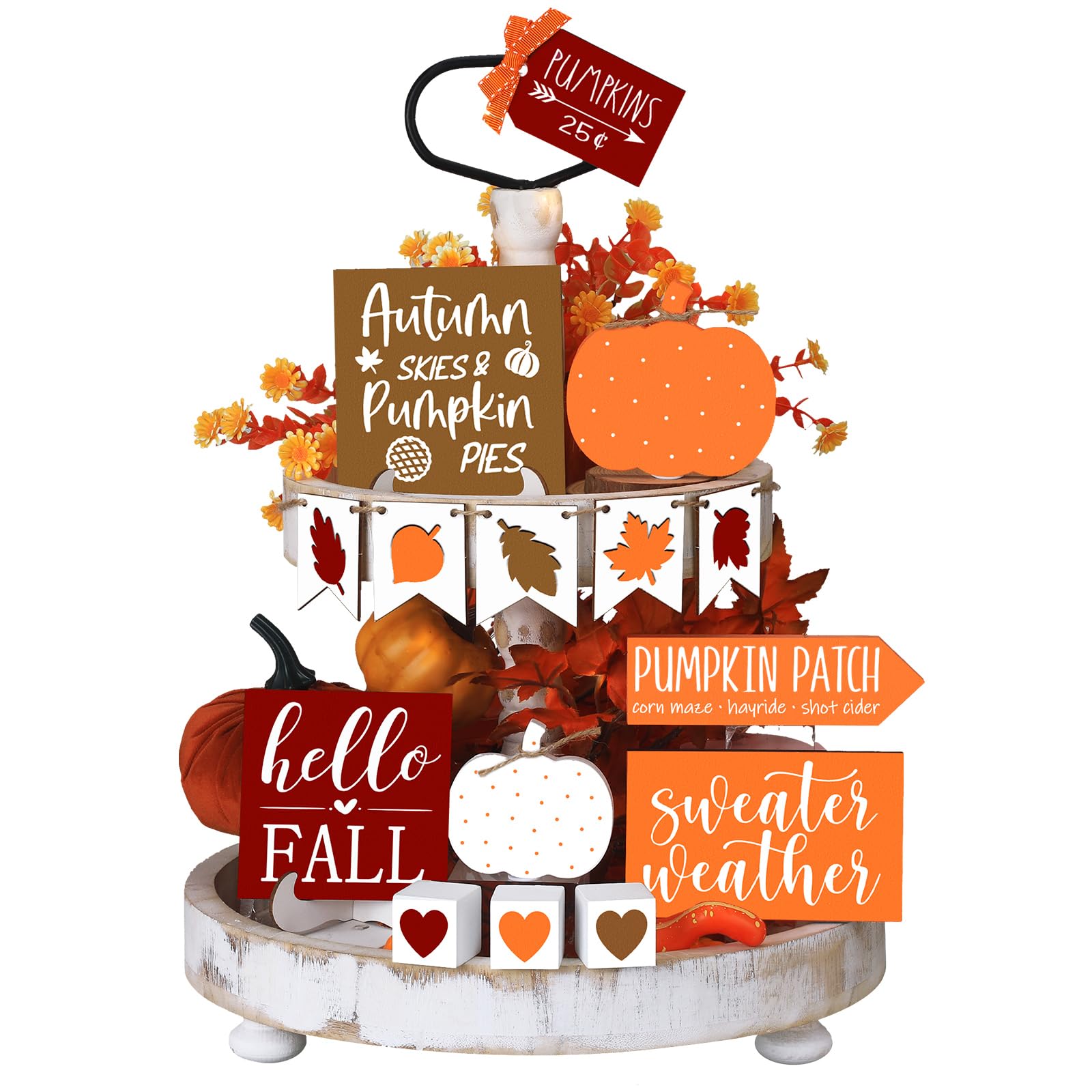 Sumind 15-Piece Fall Tiered Tray Decor Set