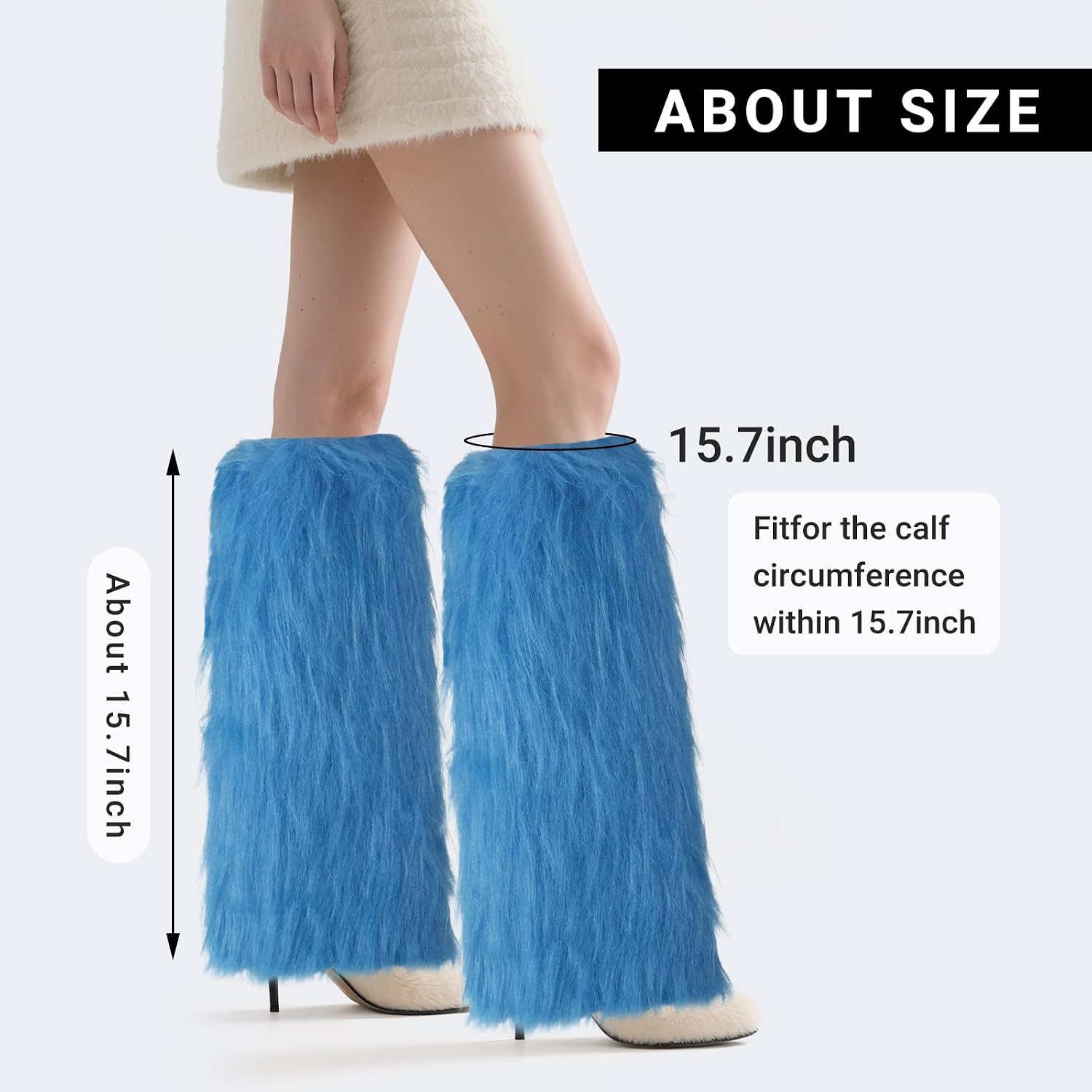 Women Faux Fur Fluffy Leg Warmers Fuzzy Long Boot Covers Furry for Christmas Costume
