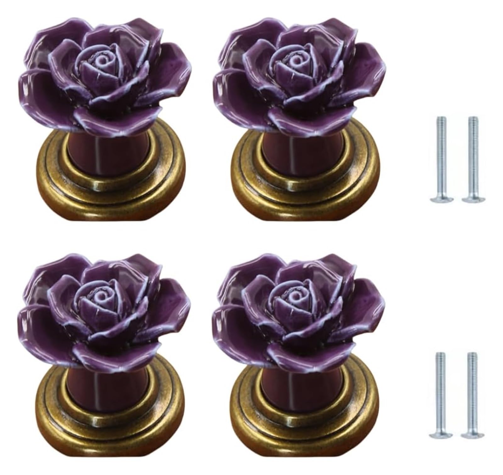 Enmrfvkz Qinggu-Purple Ceramic Cupboard Drawer Handle Knobs, Ceramic Zinc Alloy Cupboard Drawer Handle Knobs Multicolor 40X40mm 4 Pack(Qinggu-Purple)