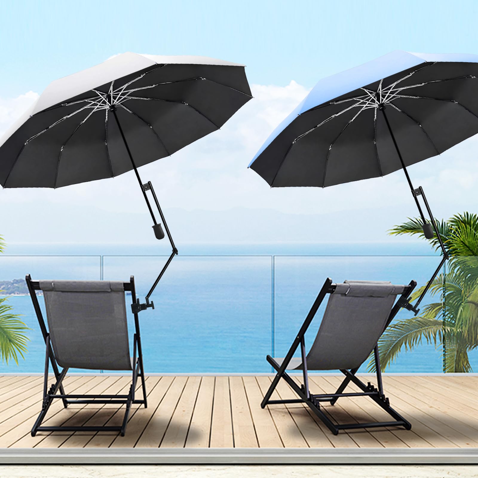 Parasol De Chaise Réglable 360° - Pince Universelle Pour Poussette, Plage, Terrasse