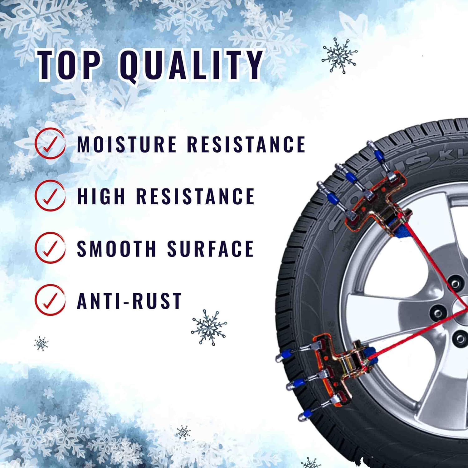 Vaygway Snow Tire Chains, Snow Chains for Car, SUV, Trucks Tires Set of 8, Weather Chain for Trucks, Winter Traction for Tires, All Season Heavy Duty Universal Vehicle Emergency Traction