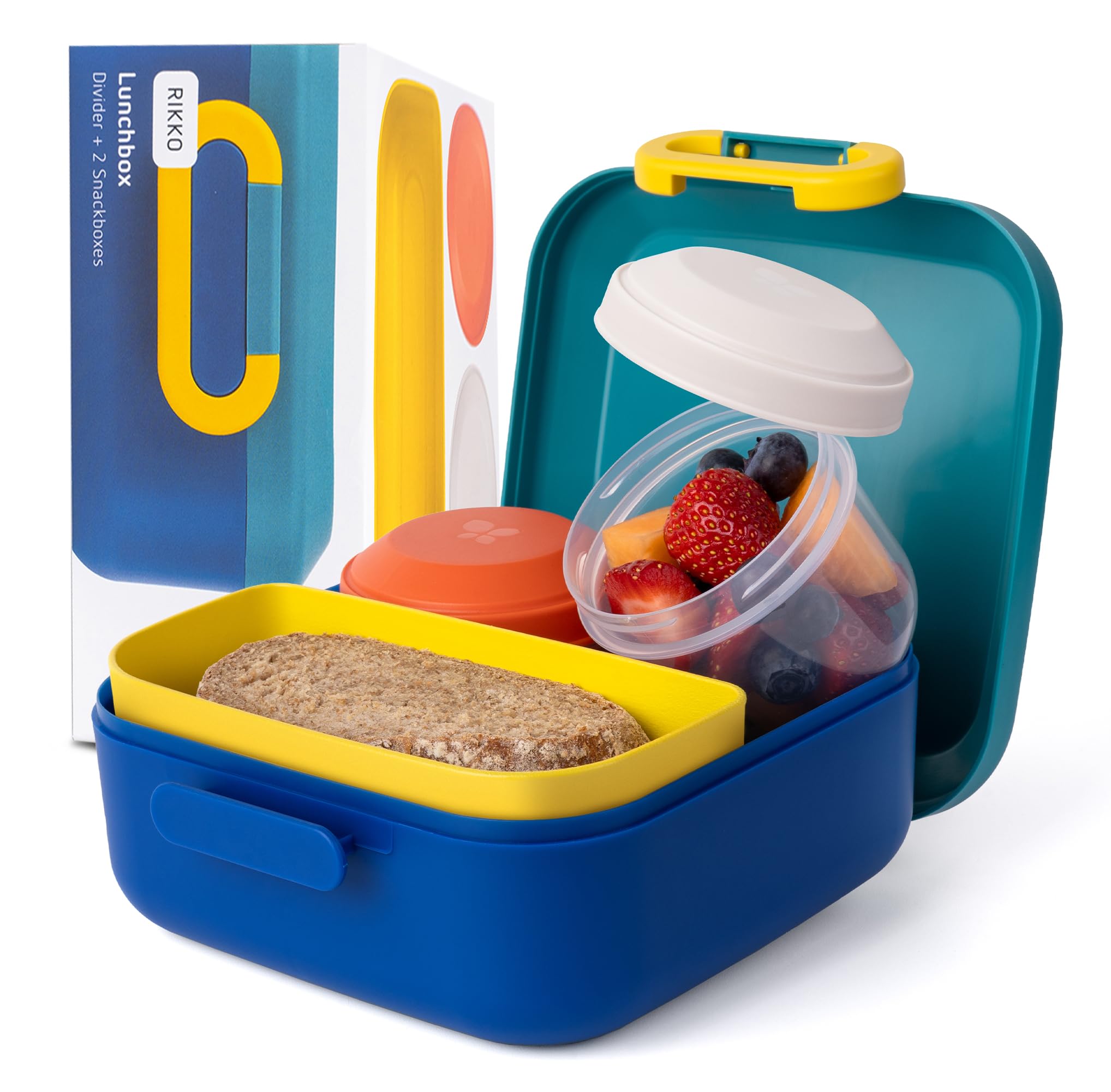 Amuse Rikko Brotdose Kinder mit Fächern | Bento Box inkl. Snackbox mit Fächern | Lunchbox Kinder, Brotdose Kindergarten, Brotbüchse Vesperbox, Brotzeitbox, Brotbox, Jausenbox | Vesperdose mit Fächern