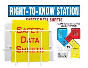 Accuform Right-to-Know Station, Aluminum Board with Coated Wire Basket, 18" x 24", 1.5" Safety Data Sheet 3-Ring Binder Included, ZRS347