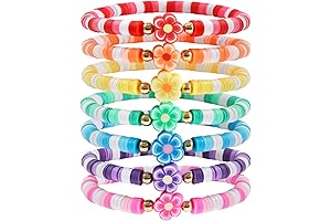Rainbow Heishi Surfer Bracelets Set for Girls