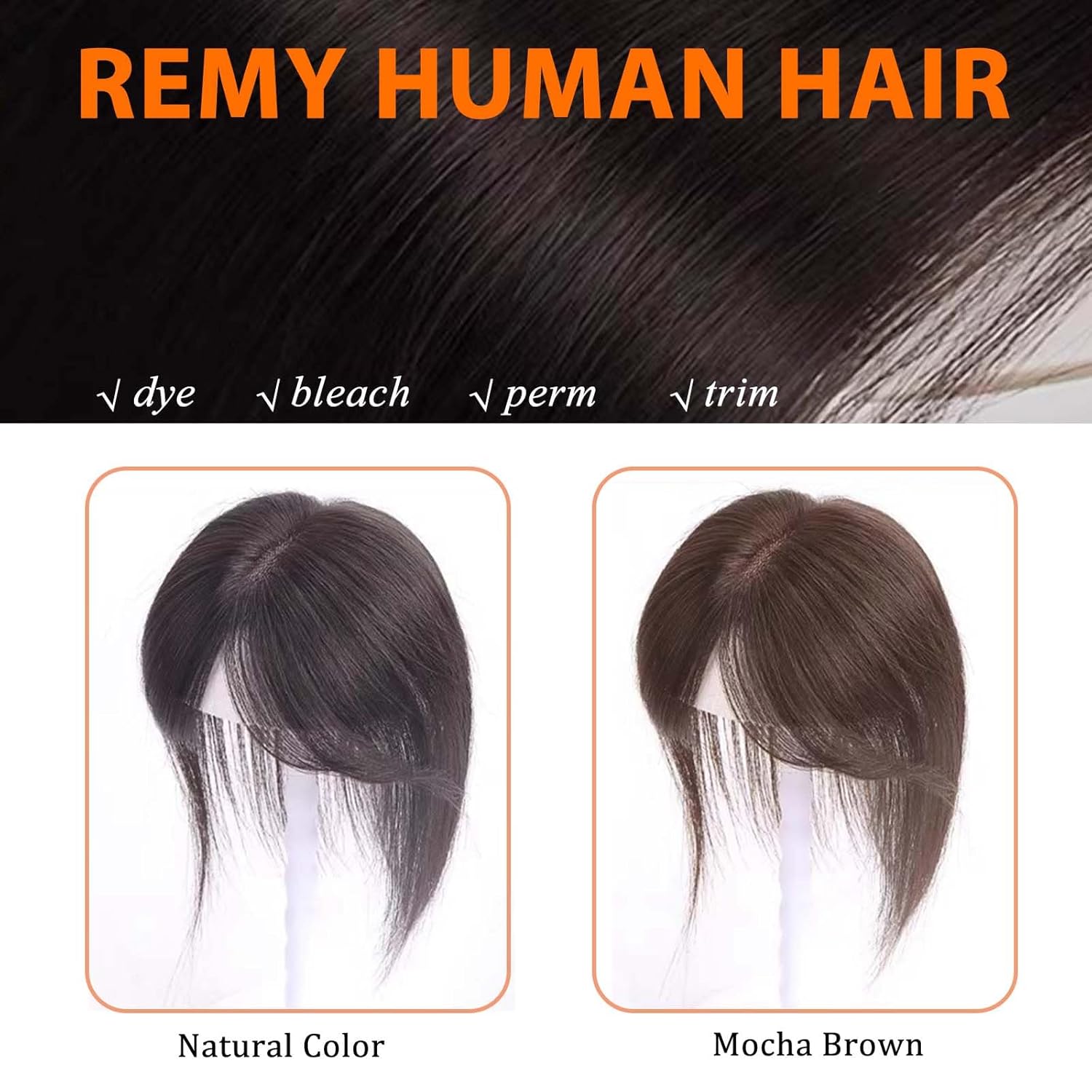 Full Handmade Human Hair Topper for Women with Curtain Bangs,Clip in Natural Straight Topper Hairpiece with Breathable Mono Base 3.1x4.3 Ins,Fluffy Wavy Wiglet Hairpiece 10Ins Mocha Brown