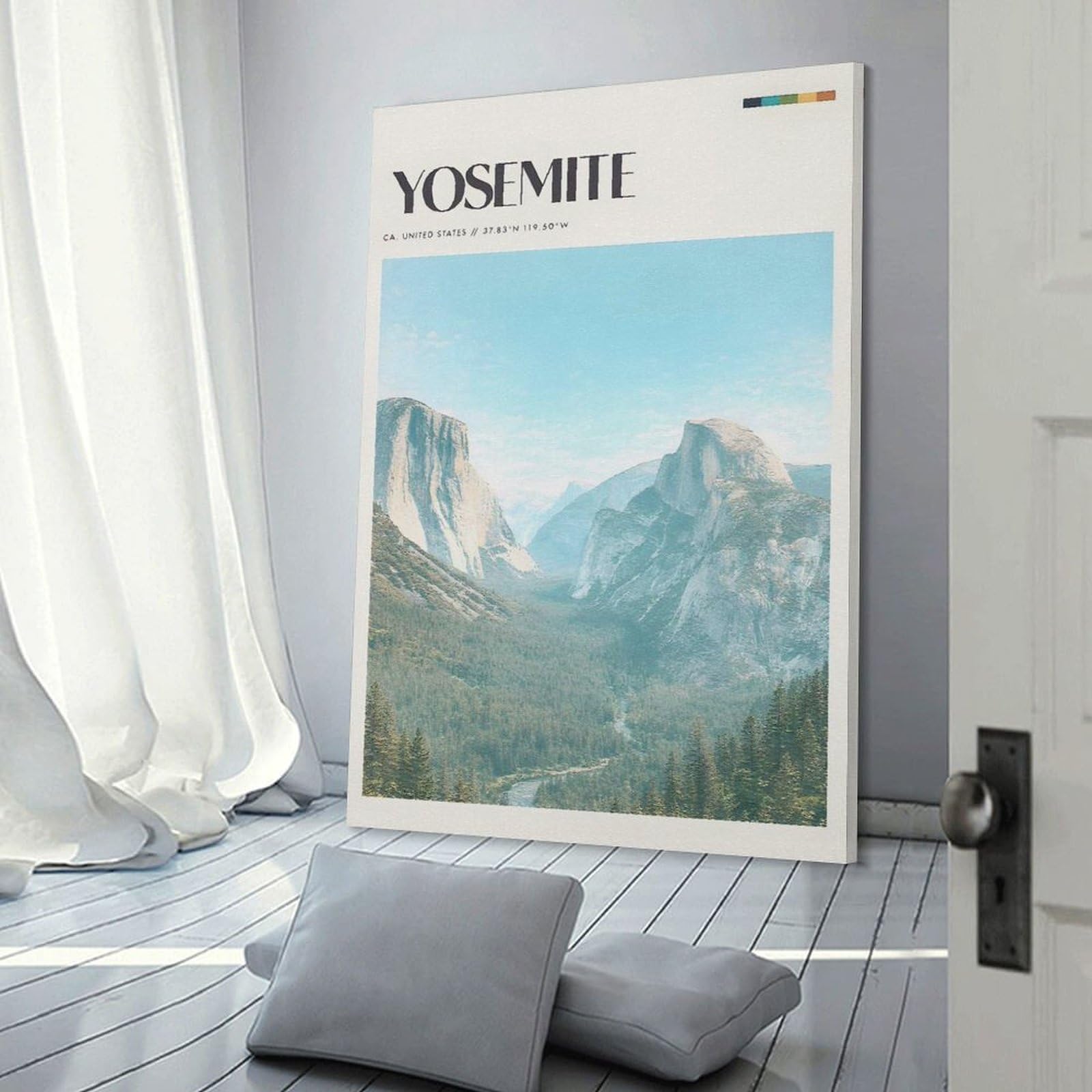 Junmoney Yosemite National Park Vintage (3) Home Decor Wall Art 24x36inch(60x90cm), for Restful Interiors, Bedrooms Or Small Rooms, Decorative Wall Art for Cosy Rooms