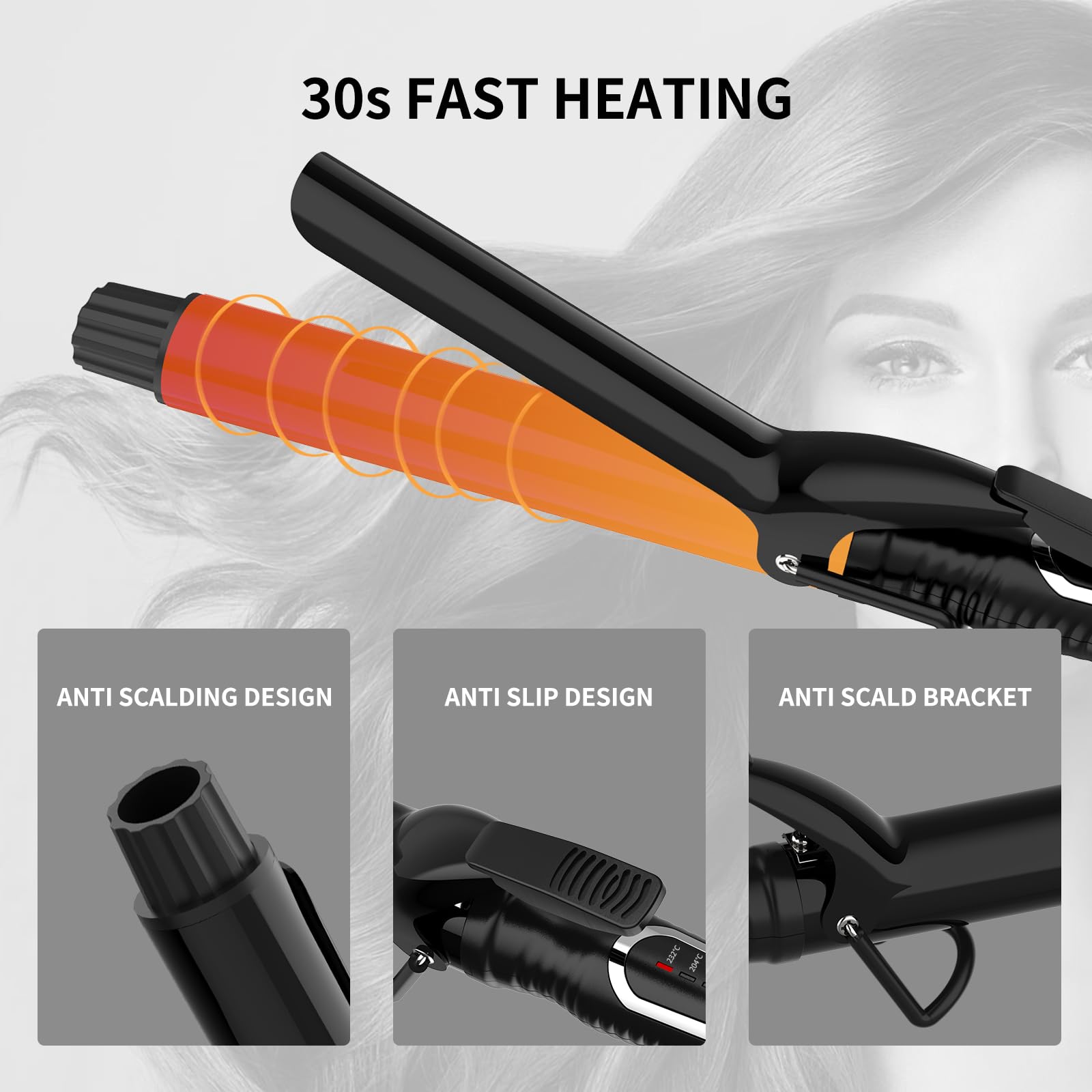 1 Inch Skinny Curling Iron With Ceramic Coating Barrel For Long/Medium