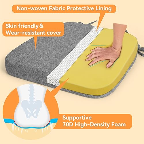 Miniatura 3 de Millsilo Cojines de silla en forma de D de 16.5 x 16.2 x 2 pulgadas para sillas de comedor con lazos y funda extraíble, almohadillas para sillas de