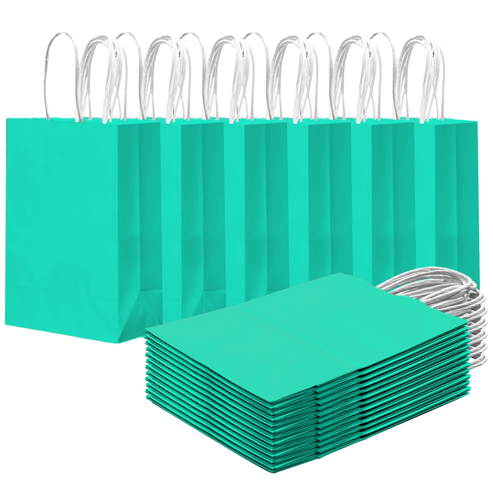 Gcardist 24PCS Small Gift Bag with Handles Bulk 8.3"x6"x3" Gift Bags Light Green Bags Multiple Uses (15x8x21cm,Small Size)