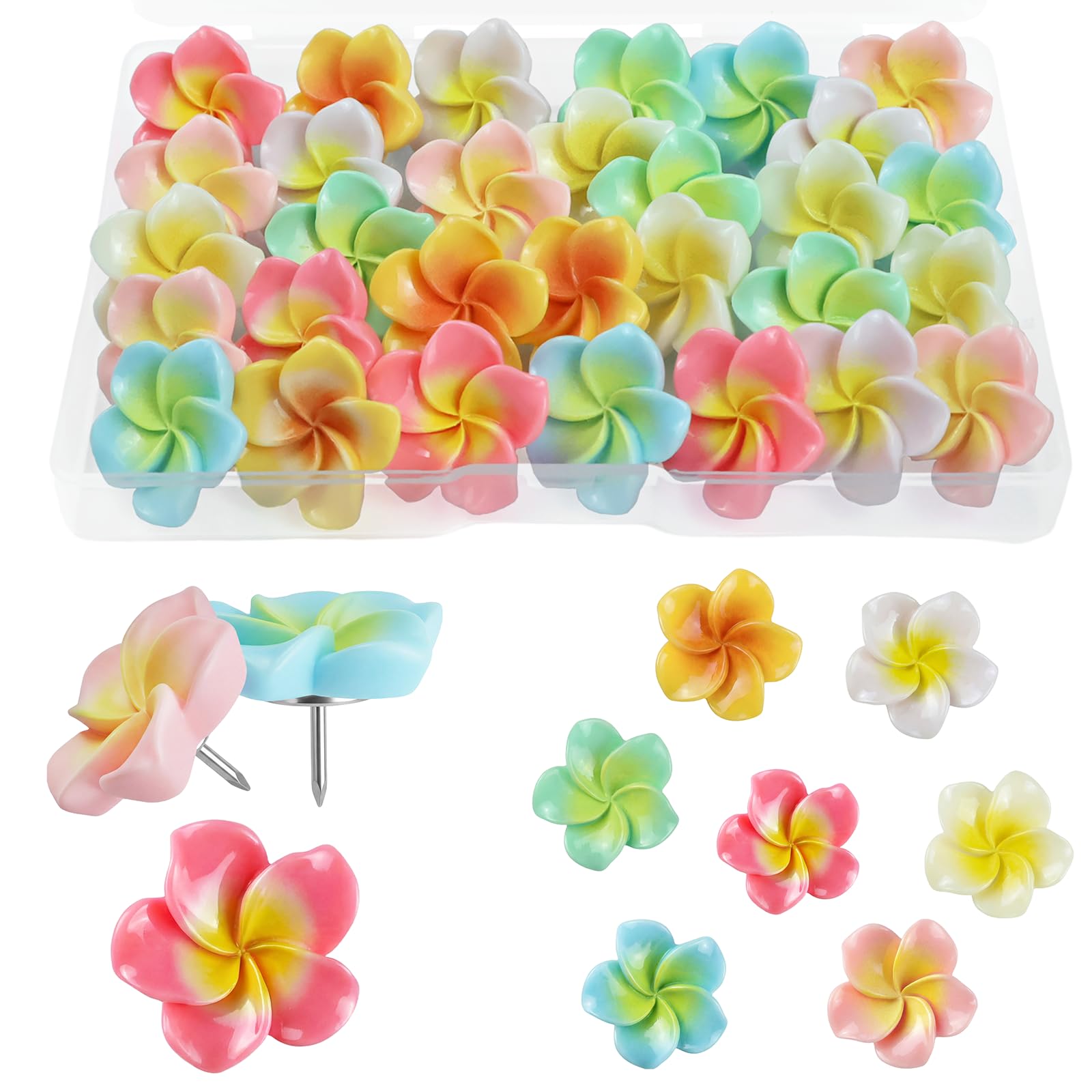 Flower Push Pins - Cute Office Decor & Bulletin Board Supplies -8 Flower Push Pins - Cute Office Decor & Bulletin Board Supplies -8