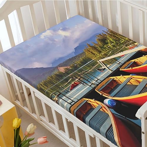 Miniatura 3 de Sábana bajera ajustable para cuna con temática de barco de pesca, sábana bajera estándar para cuna, suave y elástica, sábana bajera para cuna o