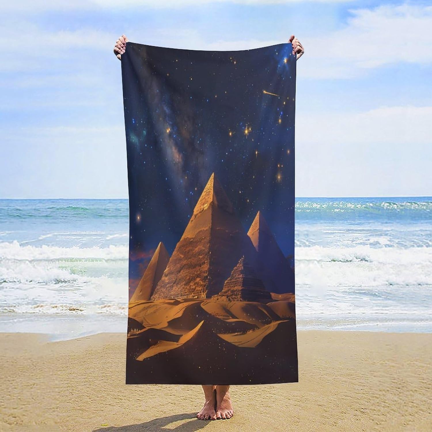 Pyramids Egypt Bath Towel Beach Towels Quick Dry Oversized Bath Blanket Highly Absorbent Towel for Women Men 160x80cm