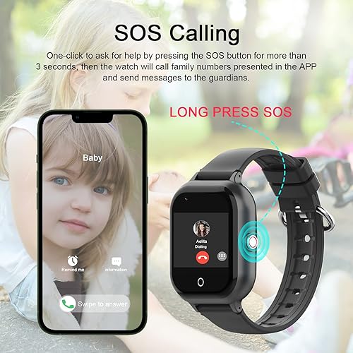 Miniatura 5 de wonlex Reloj inteligente para niños con rastreador GPS y llamadas, relojes inteligentes 4G para niñas y niños con tarjeta SIM, cámara SOS, voz y