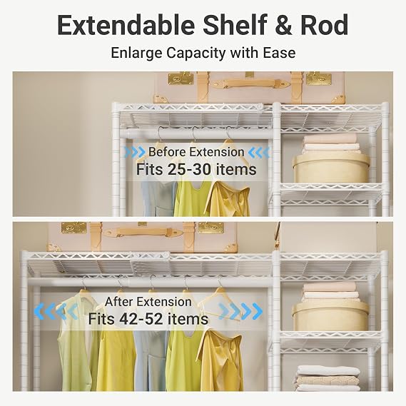 VIPEK X2 Expandable Clothes Rack Portable Closet Organizer System White