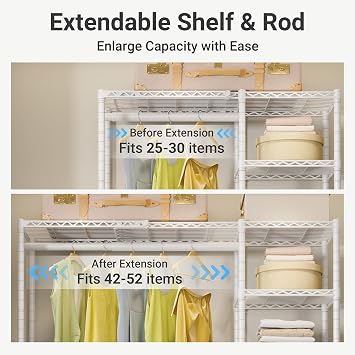 VIPEK X2 Expandable Clothes Rack Portable Closet Organizer System White