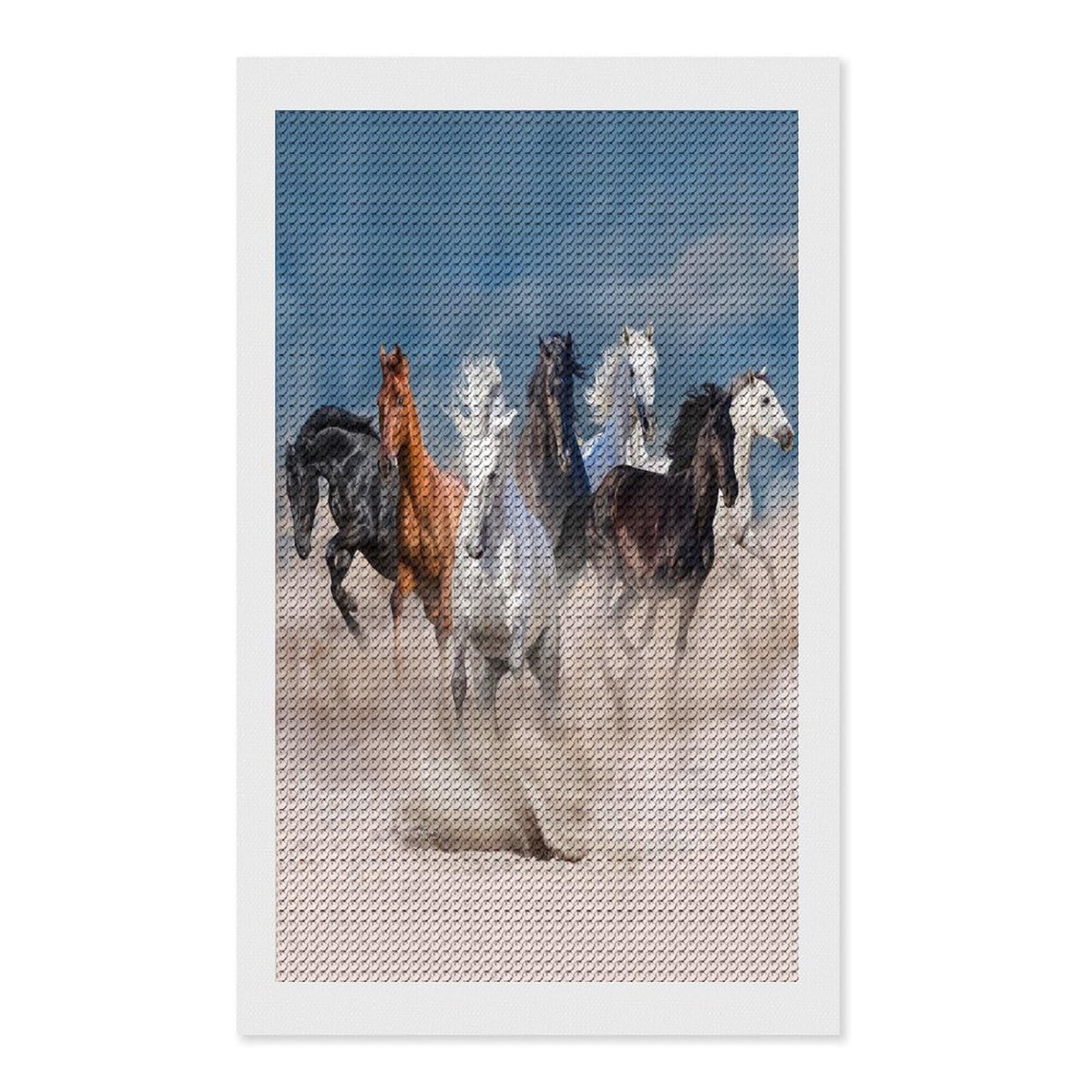 Nclqvjxzkhw Style Horse Herd Run In Desert Storm Diamond Art Painting For Adult Round Diamonds Pictures Arts Crafts Home Wall Decor 12"X20"