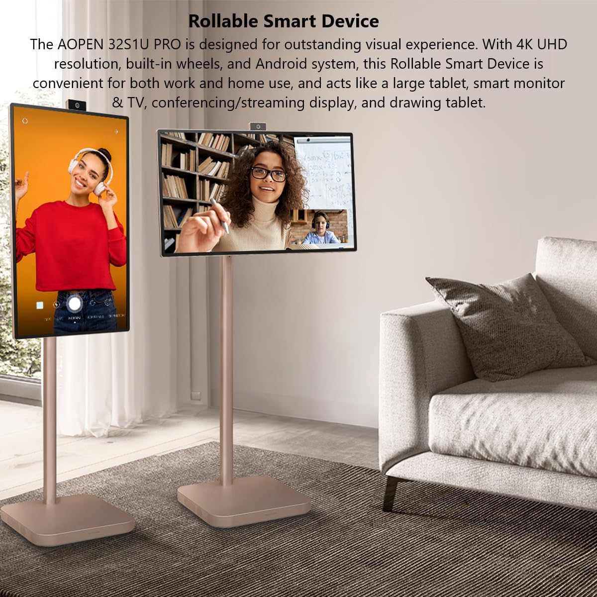 AOPEN 32S1U PRO in landscape and portrait modes