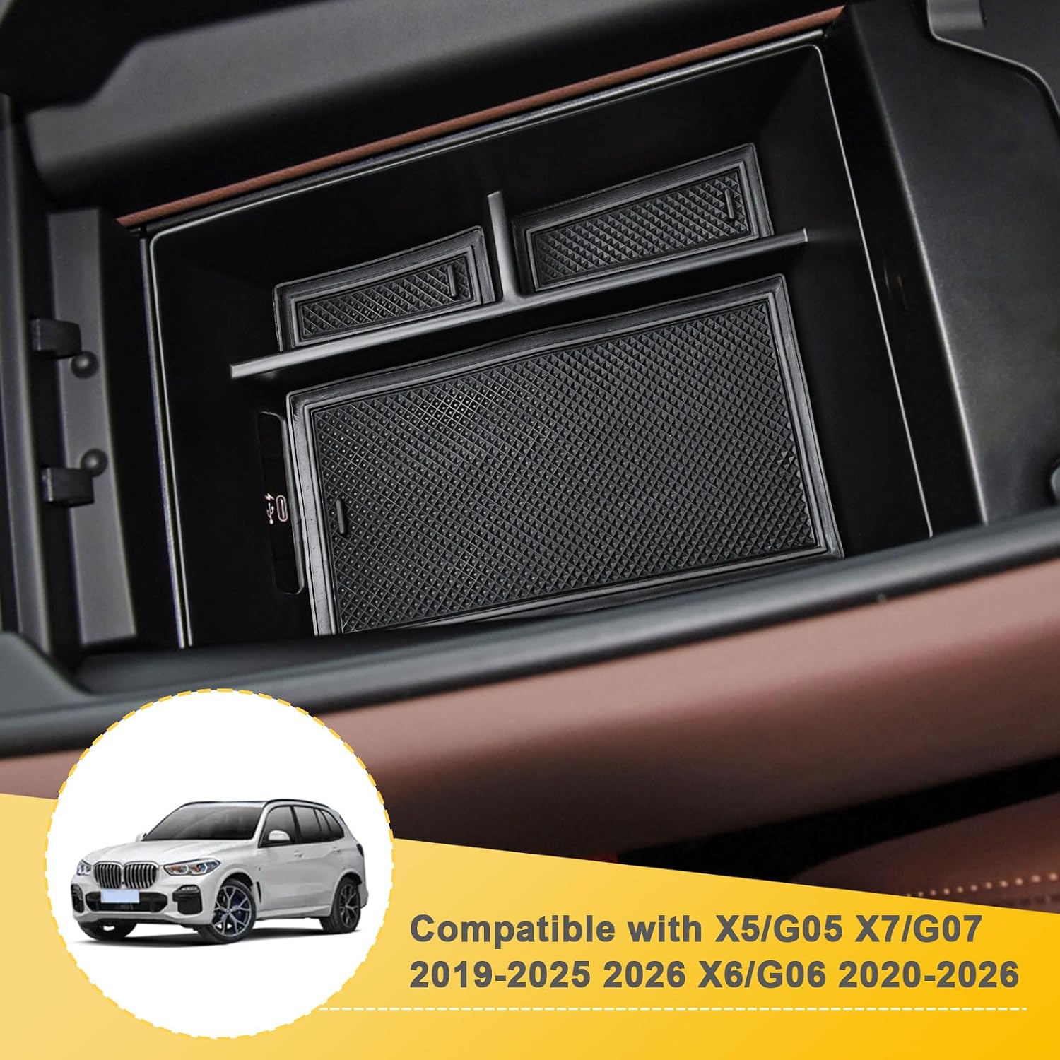Center Console Organizer Tray for BMW X5/X7/X6 Accessories, Black Mat image 2