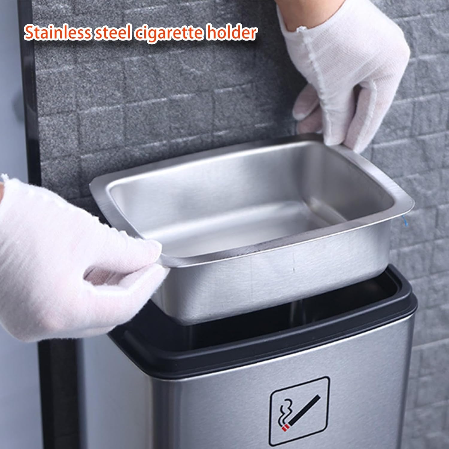 Standing Ashtray Outdoor, Commercial Cigarette Butt Receptacle, Stainless Steel Rubbish Bin Ashtray for Patios, Gardens, Hotels, and Restaurants(Gray,63CM/24.8IN)