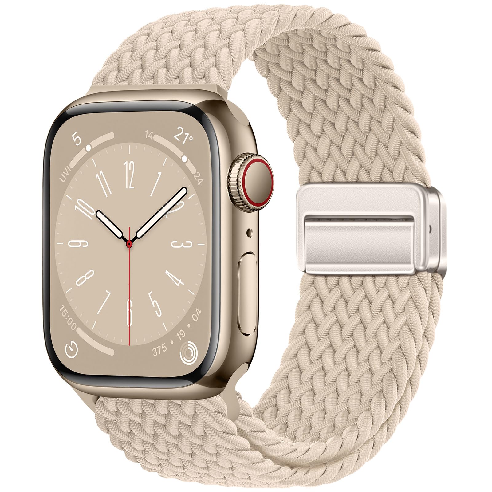 Qimela Sport Loop Compatible with Apple Watch Band 38mm 40mm 41mm 42mm 44mm 45mm 46mm 49mm for Women Men,Magnetic Strap Stretchy Braided Wristband for