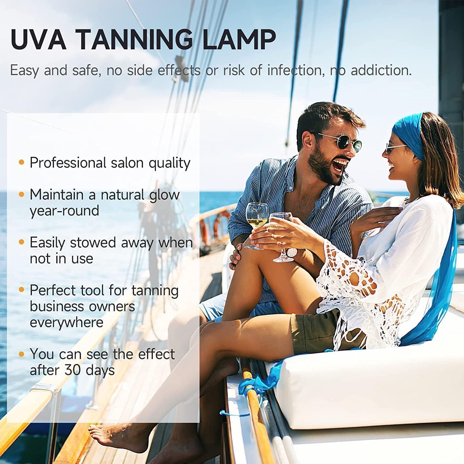 Lámpara bronceadora Solarium para el Hogar, 48w Lámpara de Bronceado para Cara y Cuerpo con 364 LEDs, Soporte y Gafas (Plata)