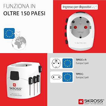 SKROSS Travel Adapter Pro 7A, White